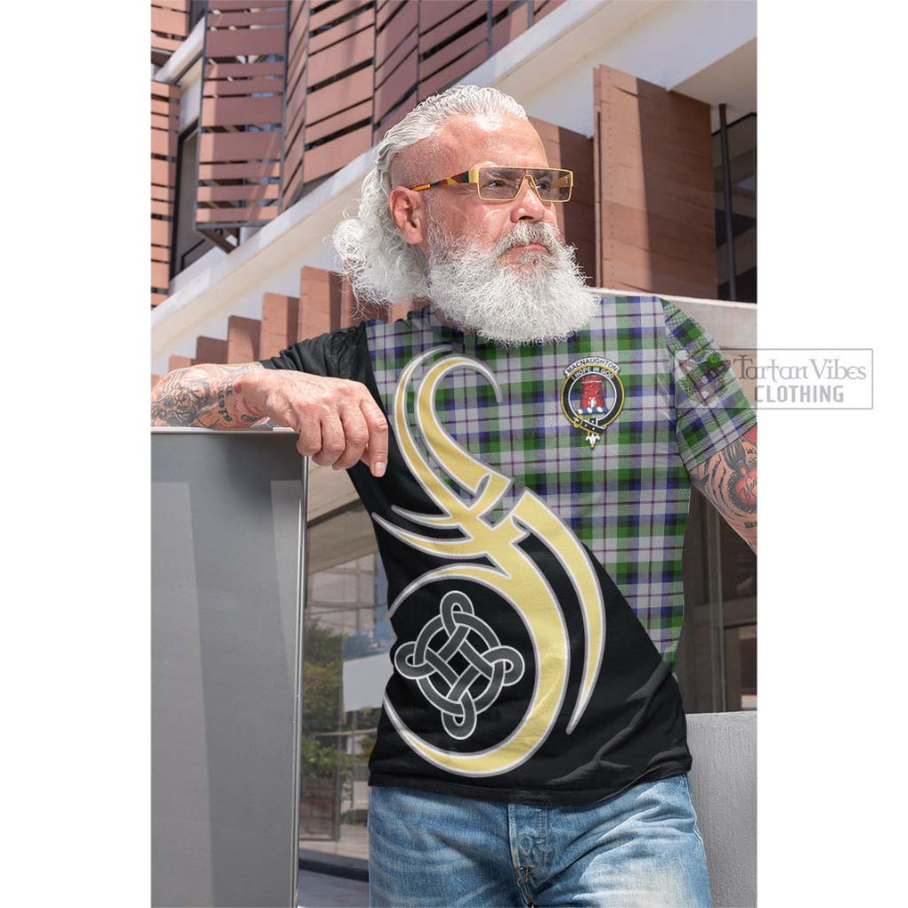 Tartan Vibes Clothing MacNaughton Dress Tartan Cotton T-shirt with Family Crest and Celtic Symbol Style