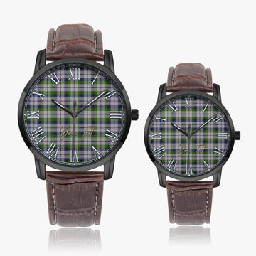 MacNaughton Dress Tartan Personalized Your Text Leather Trap Quartz Watch