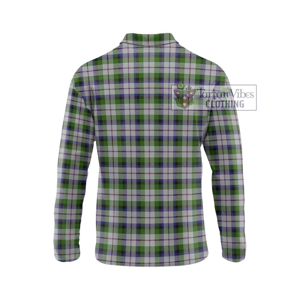 MacNaughton Dress Tartan Long Sleeve Polo Shirt with Family Crest DNA In Me Style - Tartanvibesclothing Shop