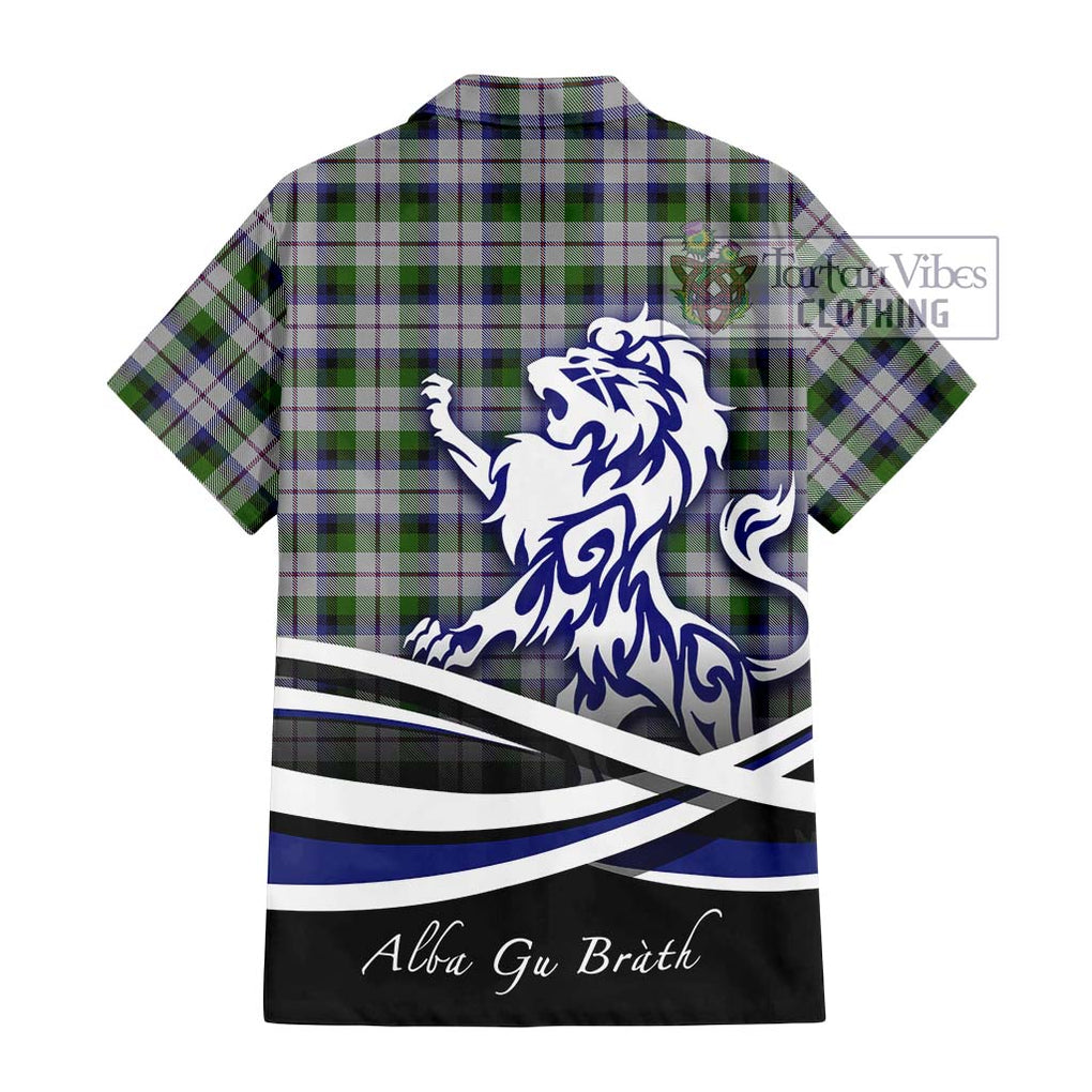 MacNaughton Dress Tartan Short Sleeve Button Shirt with Alba Gu Brath Regal Lion Emblem - Tartanvibesclothing Shop