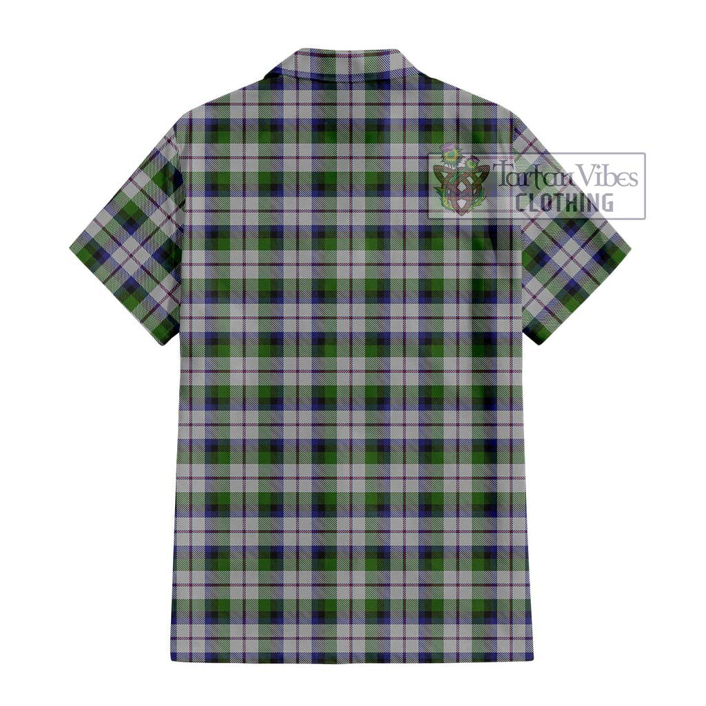 MacNaughton Dress Tartan Short Sleeve Button Shirt with Family Crest DNA In Me Style - Tartanvibesclothing Shop