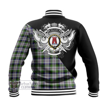 MacNaughton Dress Tartan Baseball Jacket with Family Crest and Military Logo Style