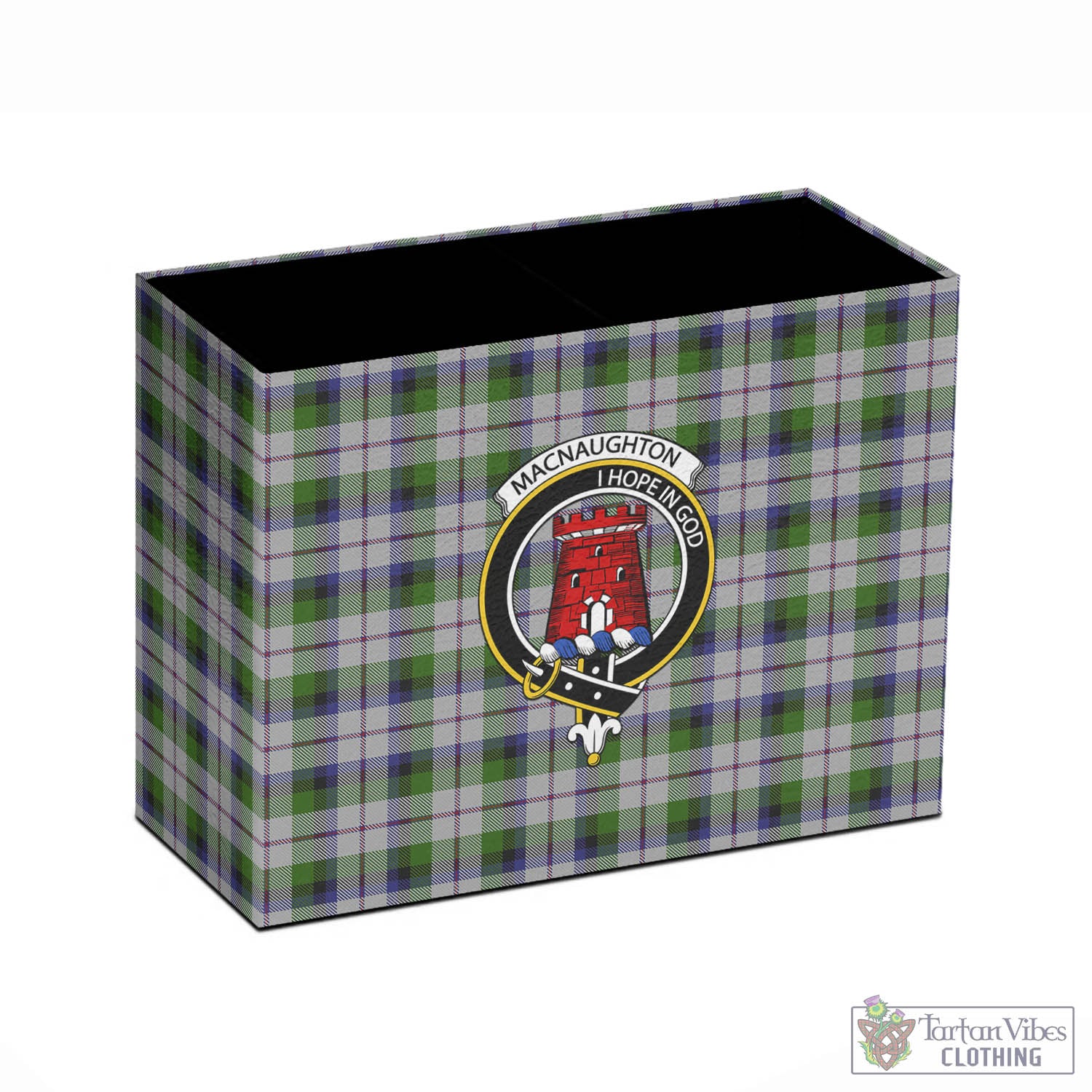 Tartan Vibes Clothing MacNaughton Dress Tartan Pen Holder with Family Crest