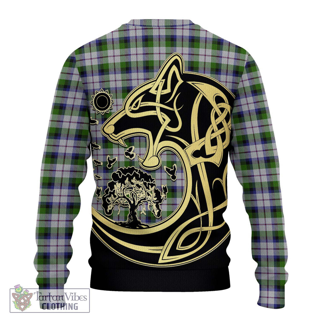 MacNaughton Dress Tartan Knitted Sweater with Family Crest Celtic Wolf Style - Tartan Vibes Clothing