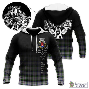 MacNaughton Dress Tartan Knitted Hoodie Featuring Alba Gu Brath Family Crest Celtic Inspired