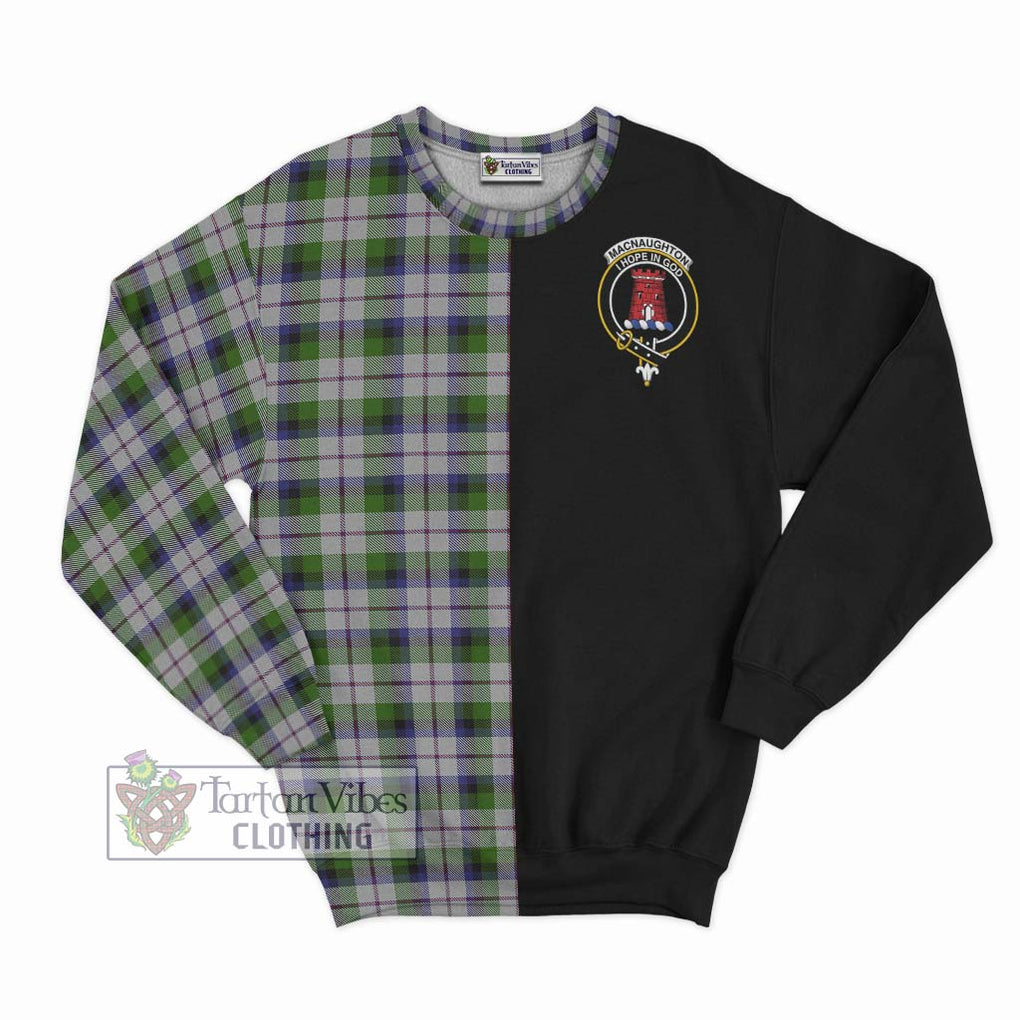 MacNaughton Dress Tartan Sweatshirt with Family Crest and Half Of Me Style - Tartanvibesclothing Shop