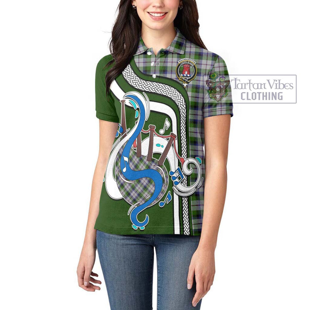 MacNaughton Dress Tartan Women's Polo Shirt with Epic Bagpipe Style - Tartanvibesclothing Shop