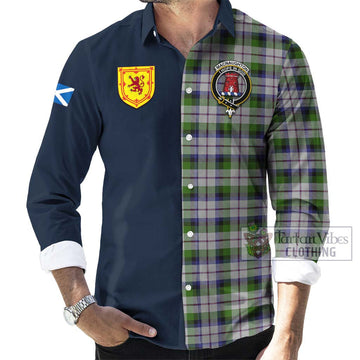 MacNaughton Dress Tartan Long Sleeve Button Shirt Alba with Scottish Lion Royal Arm Half Style