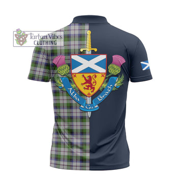 MacNaughton Dress Tartan Zipper Polo Shirt Alba with Scottish Lion Royal Arm Half Style