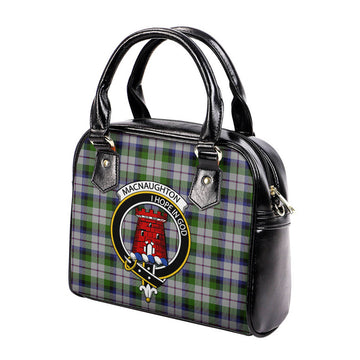 MacNaughton Dress Tartan Shoulder Handbags with Family Crest