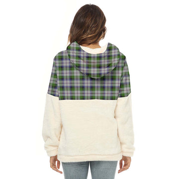 MacNaughton Dress Tartan Women's Borg Fleece Hoodie With Half Zip with Family Crest