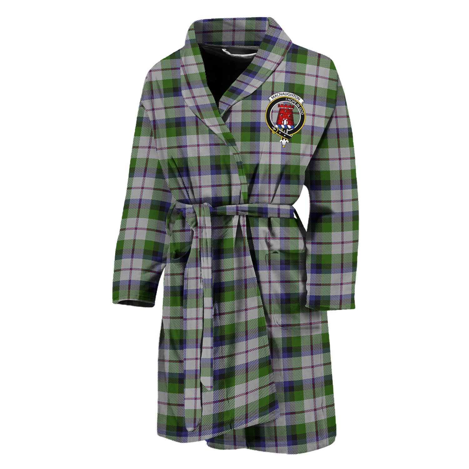 MacNaughton Dress Tartan Bathrobe with Family Crest Unisex M - Tartan Vibes Clothing