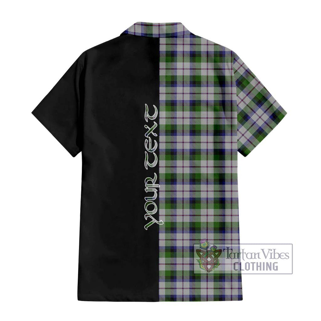 MacNaughton Dress Tartan Short Sleeve Button Shirt with Family Crest and Half Of Me Style - Tartanvibesclothing Shop