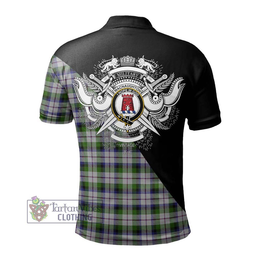 MacNaughton Dress Tartan Polo Shirt with Family Crest and Military Logo Style - Tartanvibesclothing Shop