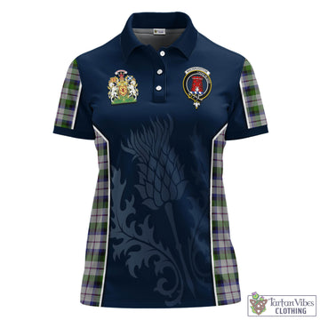 MacNaughton Dress Tartan Women's Polo Shirt with Family Crest and Scottish Thistle Vibes Sport Style