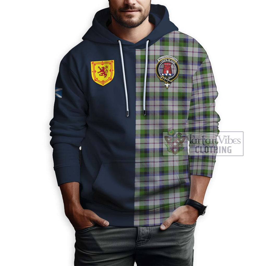 Tartan Vibes Clothing MacNaughton Dress Tartan Hoodie with Scottish Lion Royal Arm Half Style