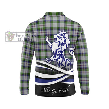 MacNaughton Dress Tartan Long Sleeve Polo Shirt with Alba Gu Brath Regal Lion Emblem