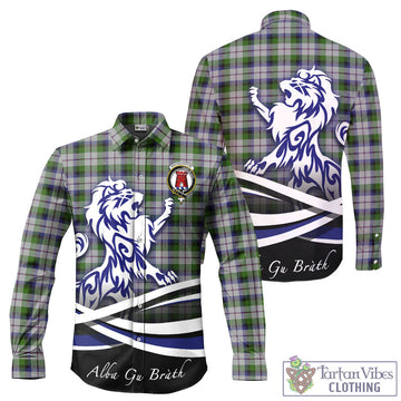 MacNaughton Dress Tartan Long Sleeve Button Up Shirt with Alba Gu Brath Regal Lion Emblem