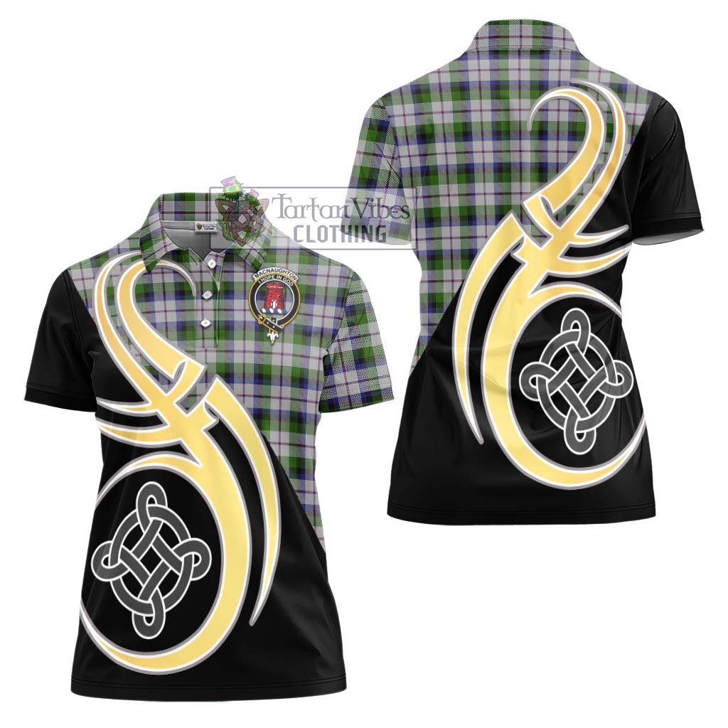 MacNaughton Dress Tartan Women's Polo Shirt with Family Crest and Celtic Symbol Style - Tartan Vibes Clothing