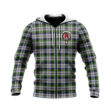 MacNaughton Dress Tartan Knitted Hoodie with Family Crest