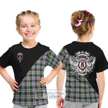 MacNaughton Dress Tartan Kid T-Shirt with Family Crest and Military Logo Style