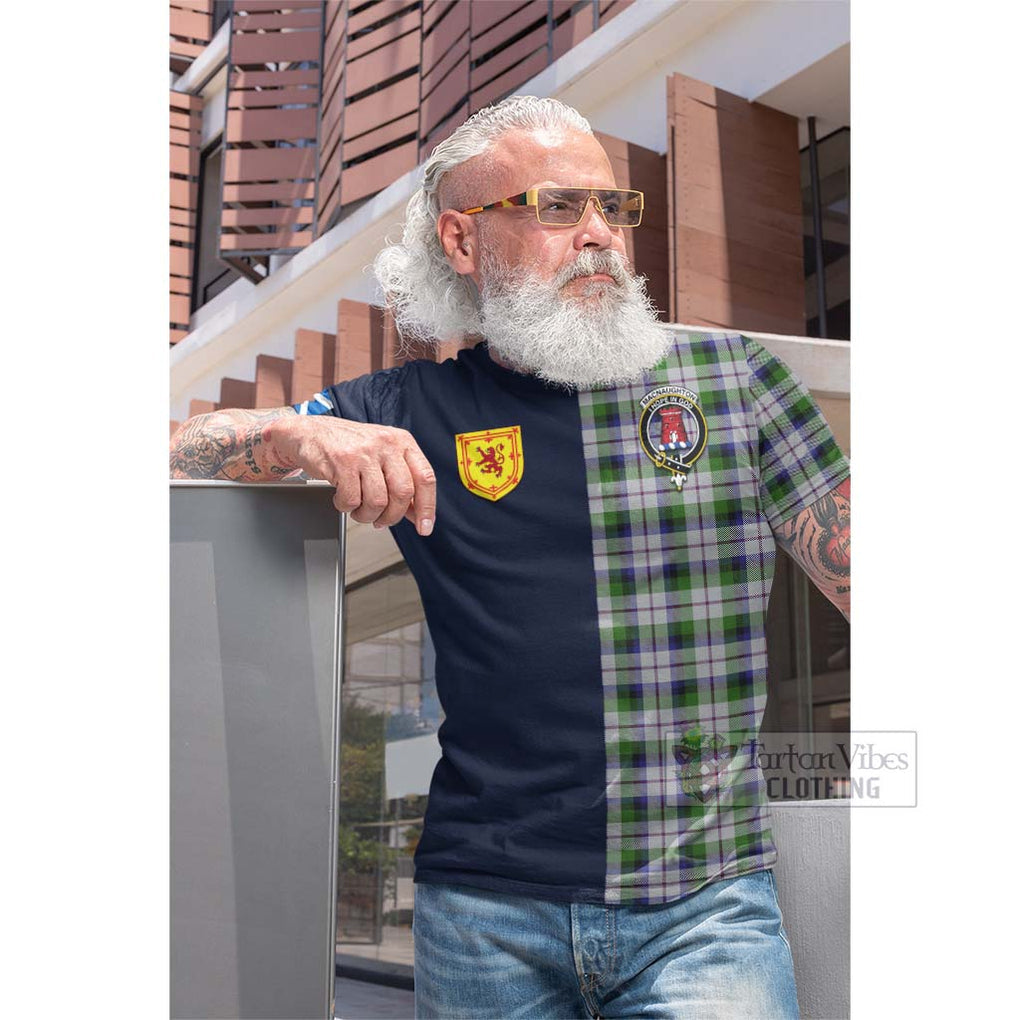 Tartan Vibes Clothing MacNaughton Dress Tartan Cotton T-shirt with Scottish Lion Royal Arm Half Style