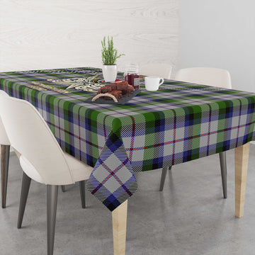 MacNaughton Dress Tartan Tablecloth with Clan Crest and the Golden Sword of Courageous Legacy