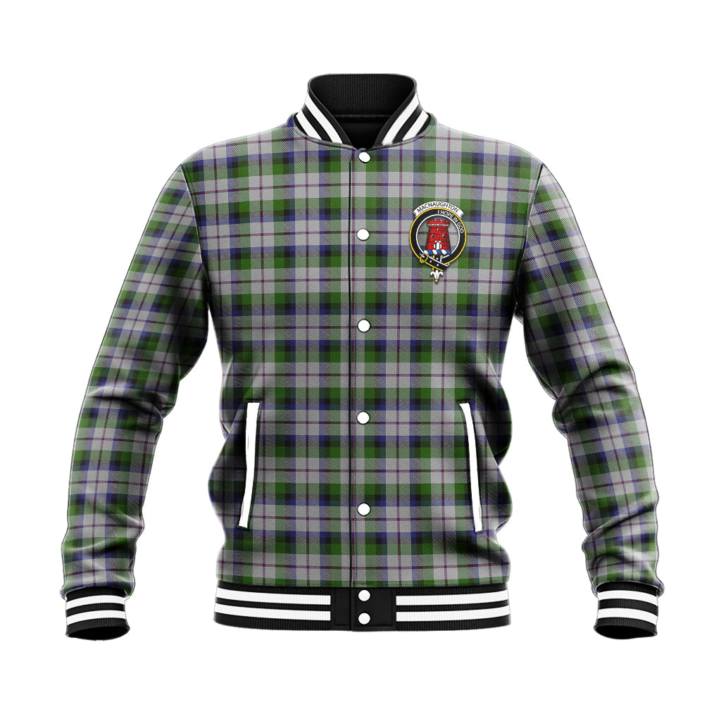 MacNaughton Dress Tartan Baseball Jacket with Family Crest - Tartan Vibes Clothing