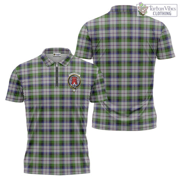 MacNaughton Dress Tartan Zipper Polo Shirt with Family Crest