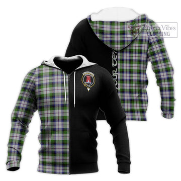 MacNaughton Dress Tartan Knitted Hoodie with Family Crest and Half Of Me Style