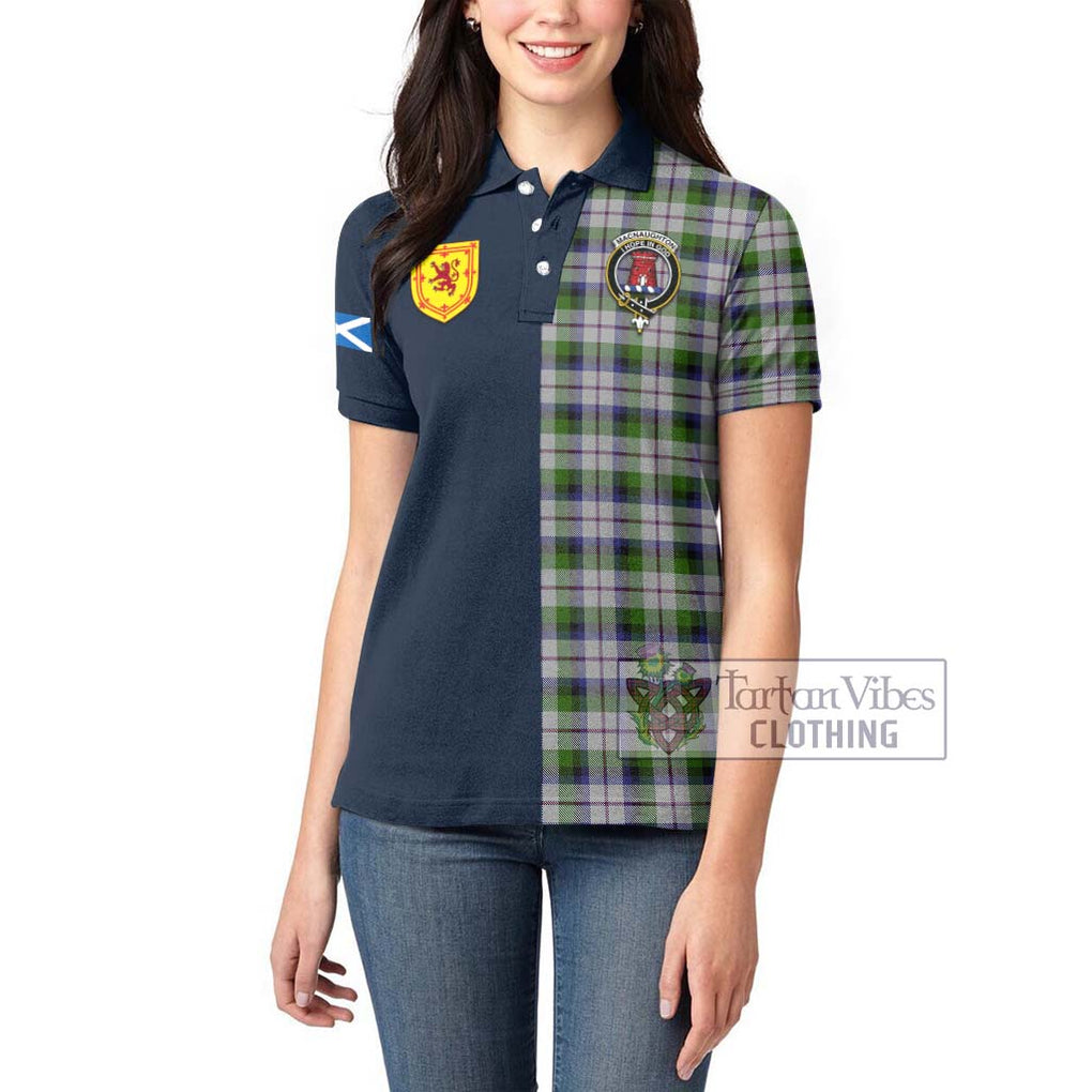 Tartan Vibes Clothing MacNaughton Dress Tartan Women's Polo Shirt with Scottish Lion Royal Arm Half Style