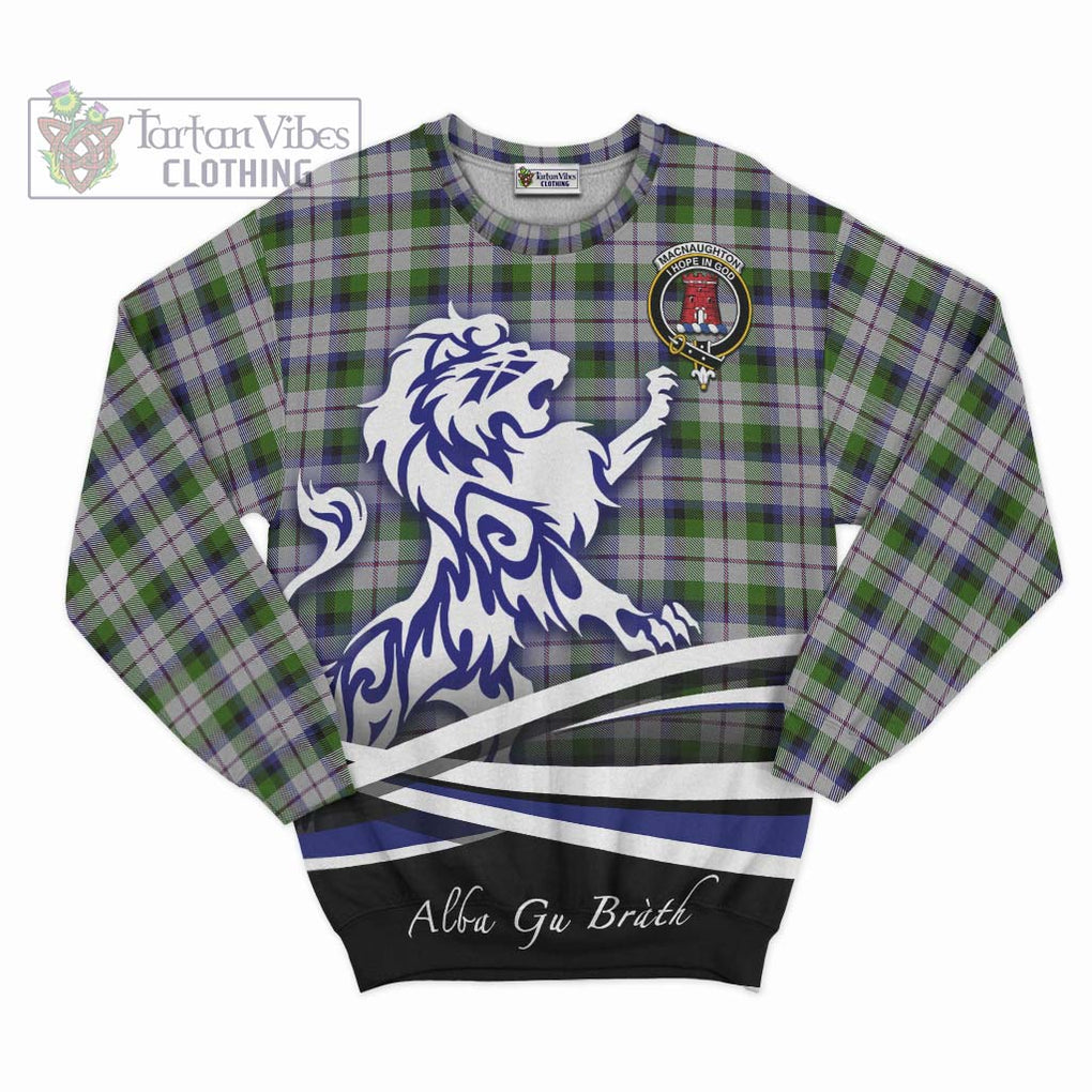 MacNaughton Dress Tartan Sweatshirt with Alba Gu Brath Regal Lion Emblem - Tartanvibesclothing Shop