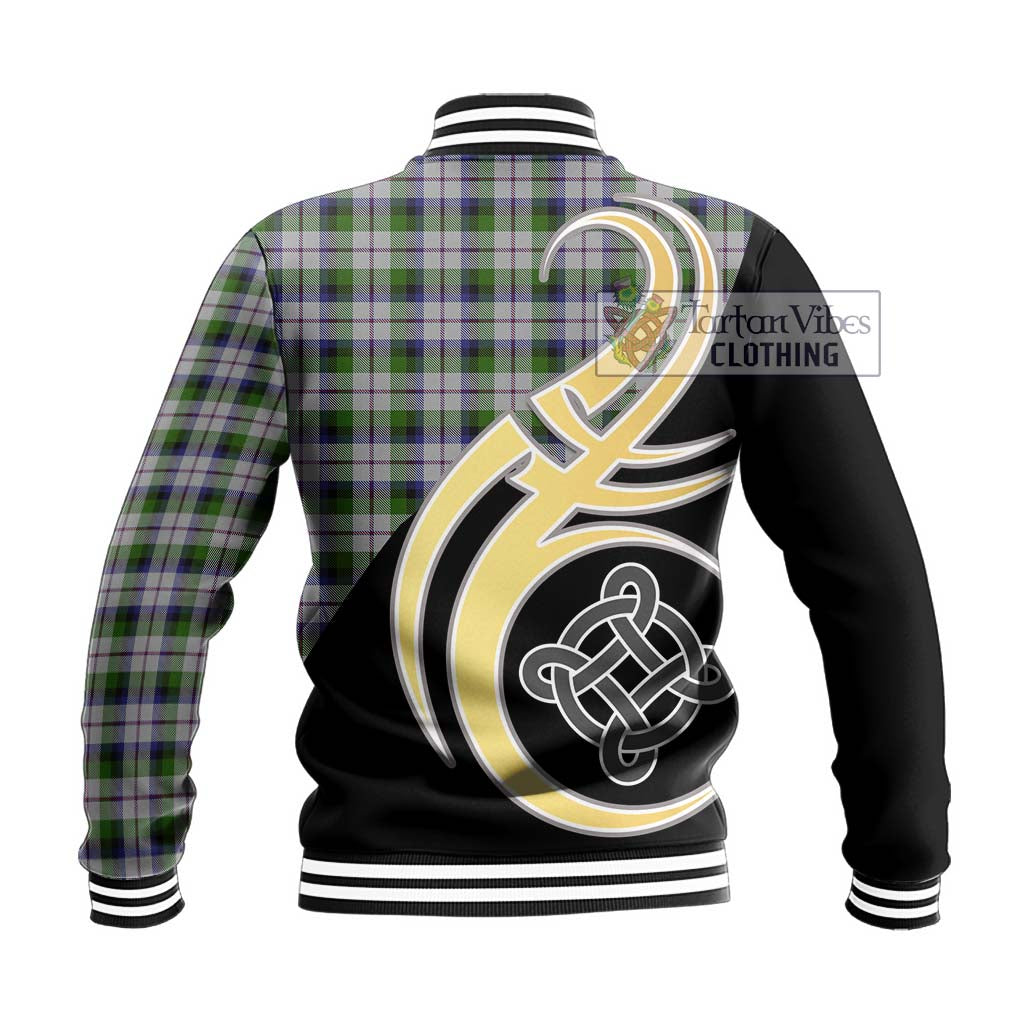 MacNaughton Dress Tartan Baseball Jacket with Family Crest and Celtic Symbol Style - Tartan Vibes Clothing