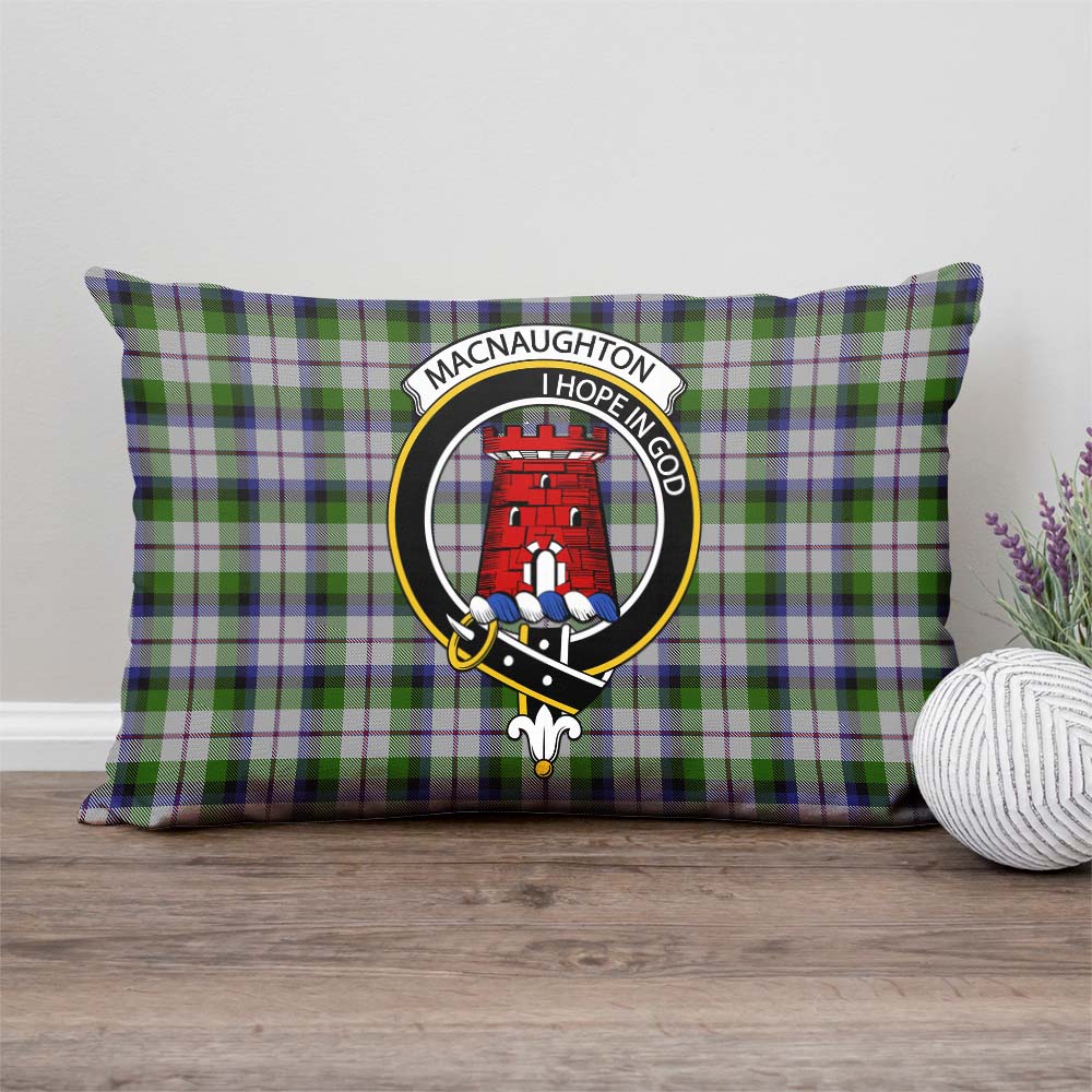 MacNaughton Dress Tartan Pillow Cover with Family Crest Rectangle Pillow Cover - Tartanvibesclothing