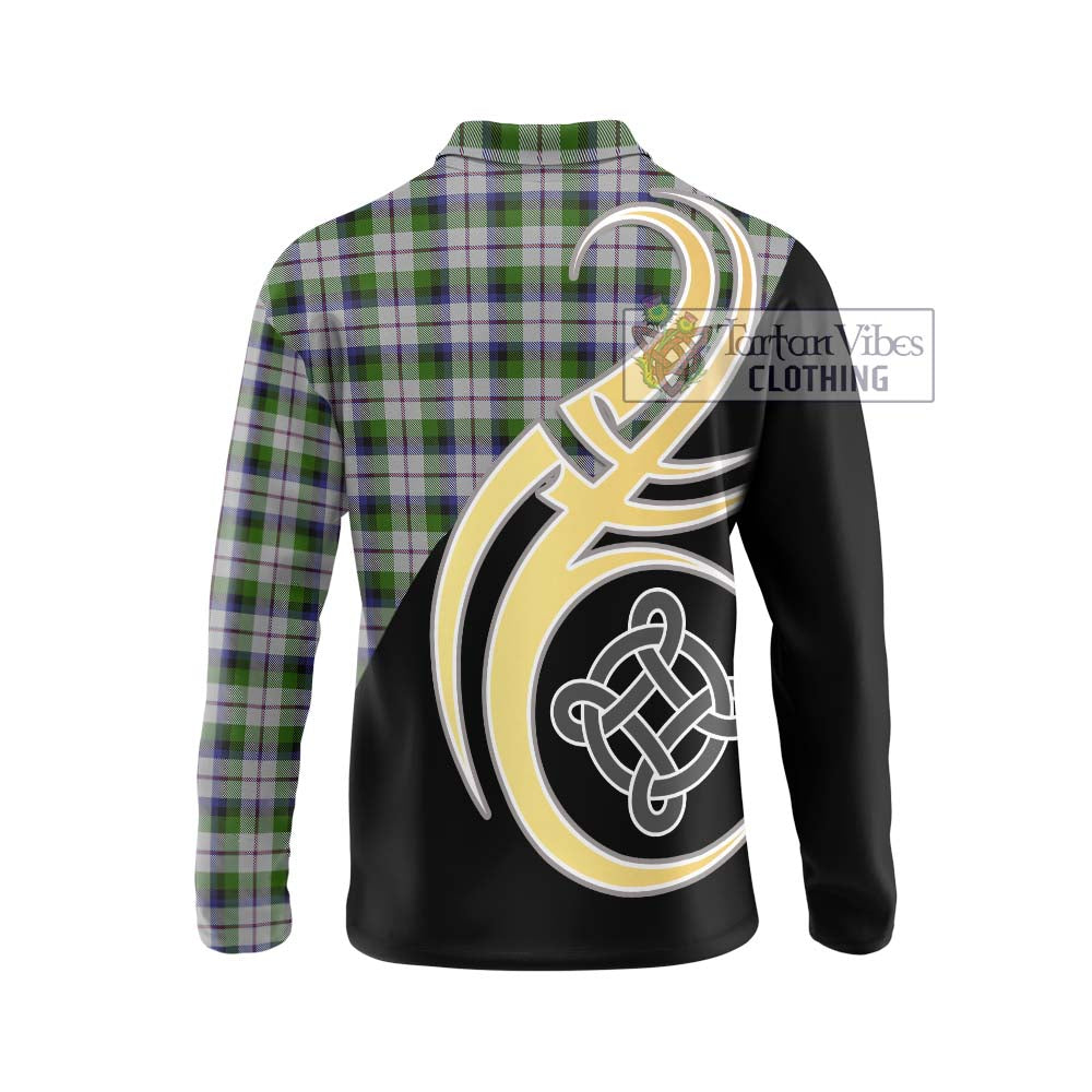 MacNaughton Dress Tartan Long Sleeve Polo Shirt with Family Crest and Celtic Symbol Style - Tartan Vibes Clothing