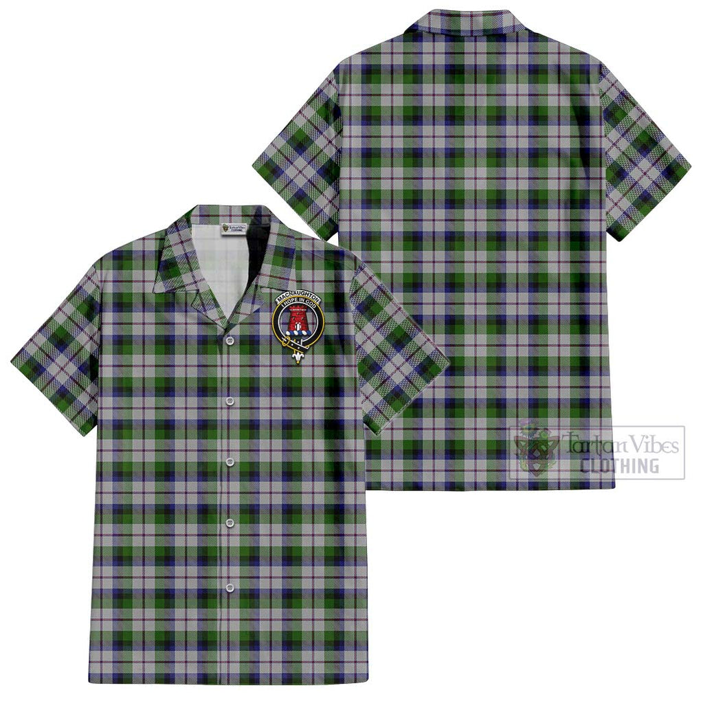 MacNaughton Dress Tartan Cotton Hawaiian Shirt with Family Crest Kid - Tartan Vibes Clothing