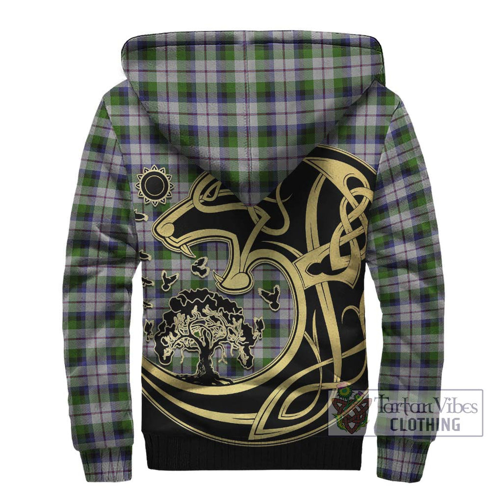 MacNaughton Dress Tartan Sherpa Hoodie with Family Crest Celtic Wolf Style - Tartan Vibes Clothing