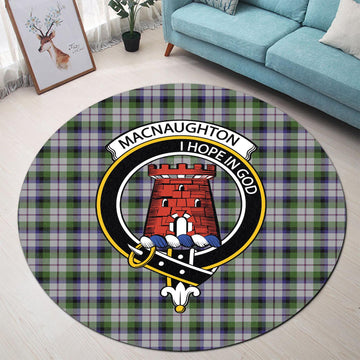 MacNaughton Dress Tartan Round Rug with Family Crest