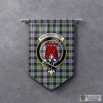 MacNaughton Dress Tartan Gonfalon, Tartan Banner with Family Crest