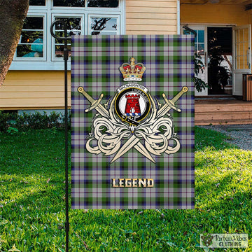 MacNaughton Dress Tartan Flag with Clan Crest and the Golden Sword of Courageous Legacy