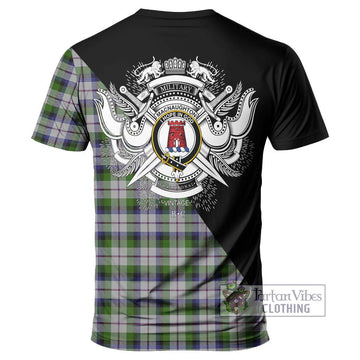 MacNaughton Dress Tartan T-Shirt with Family Crest and Military Logo Style