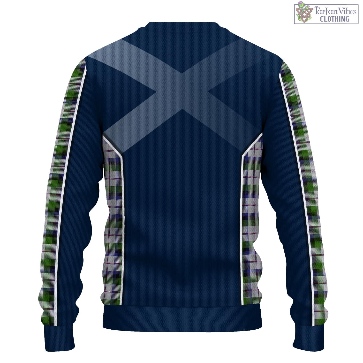 Tartan Vibes Clothing MacNaughton Dress Tartan Knitted Sweatshirt with Family Crest and Scottish Thistle Vibes Sport Style