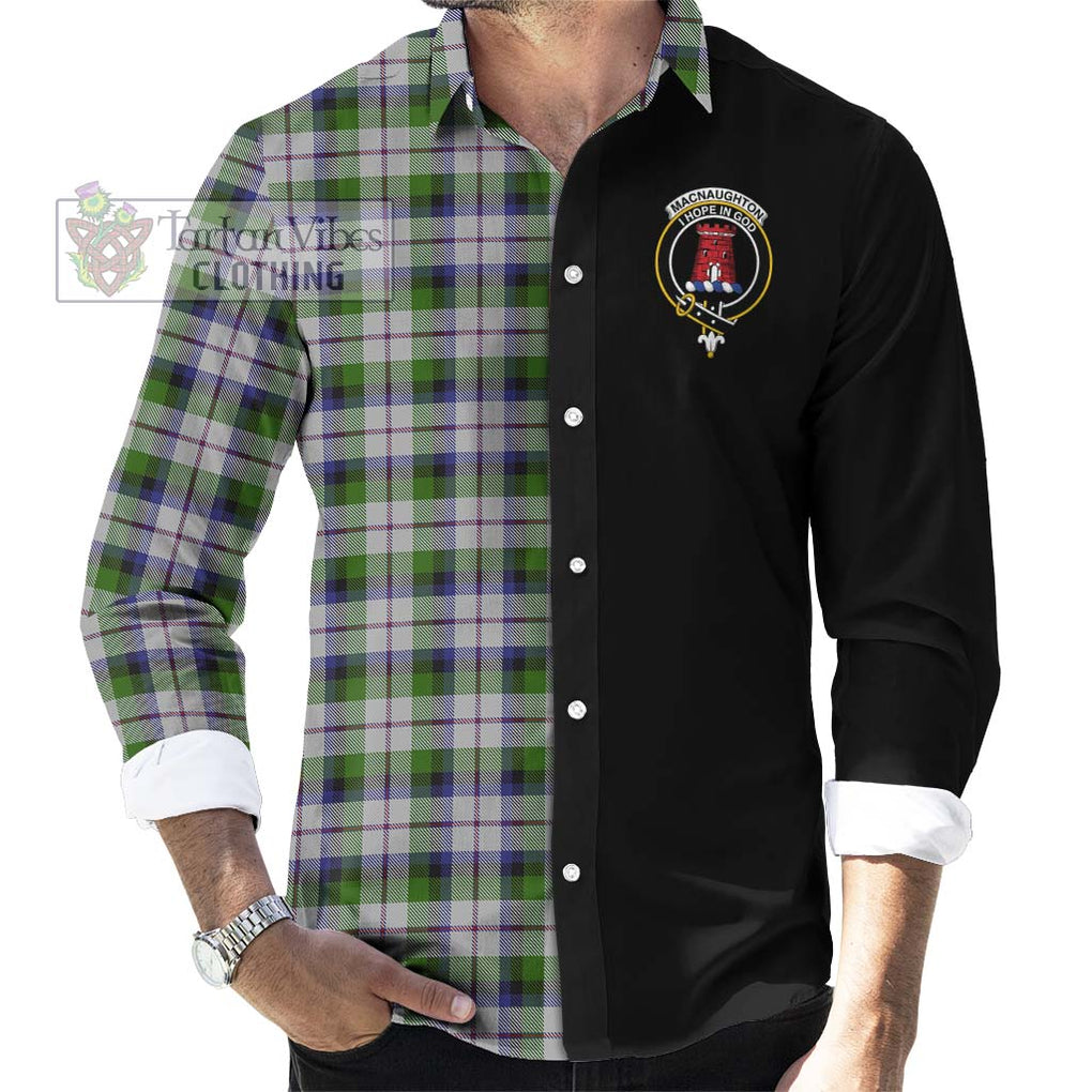 MacNaughton Dress Tartan Long Sleeve Button Shirt with Family Crest and Half Of Me Style - Tartanvibesclothing Shop