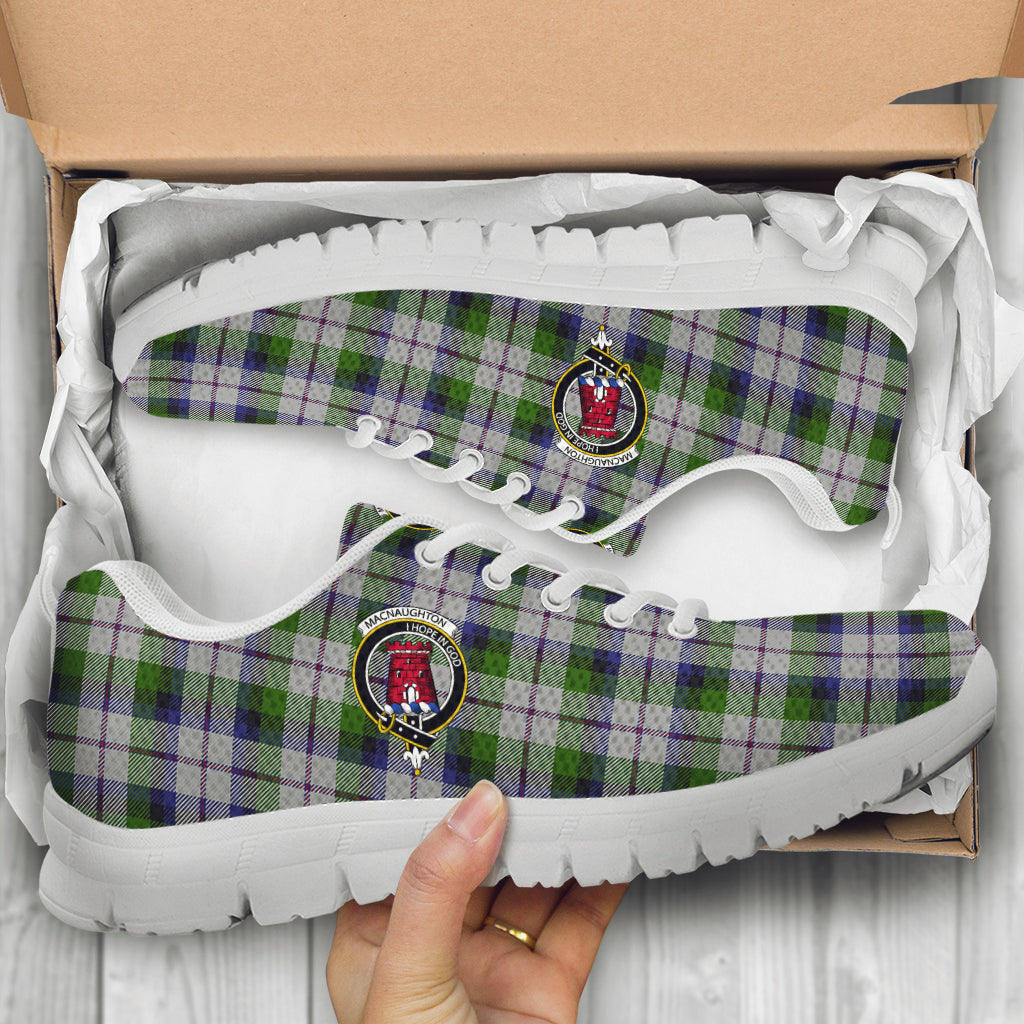 MacNaughton Dress Tartan Sneakers with Family Crest - Tartan Vibes Clothing