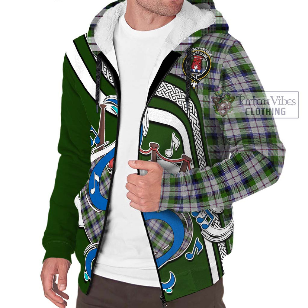 MacNaughton Dress Tartan Sherpa Hoodie with Epic Bagpipe Style Unisex - Tartanvibesclothing Shop