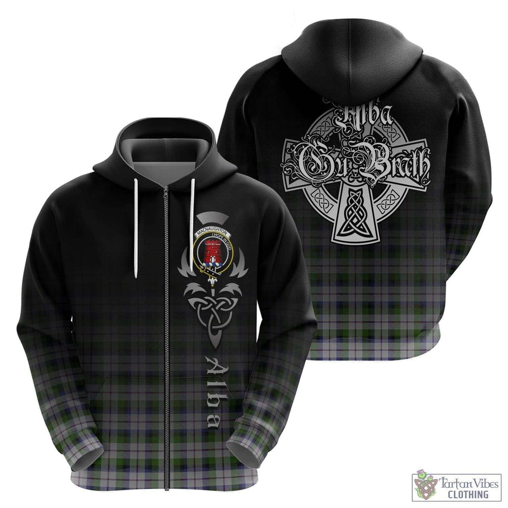 Tartan Vibes Clothing MacNaughton Dress Tartan Hoodie Featuring Alba Gu Brath Family Crest Celtic Inspired