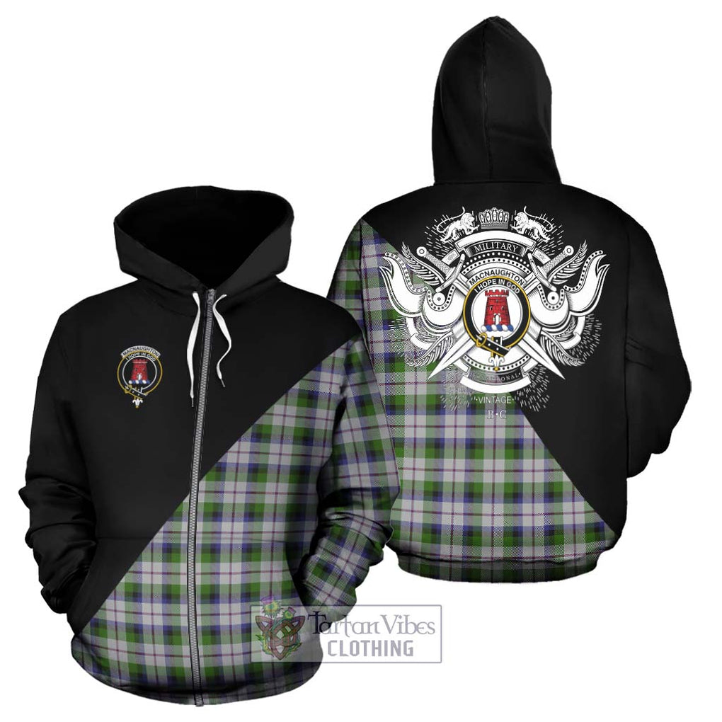 MacNaughton Dress Tartan Hoodie with Family Crest and Military Logo Style - Tartanvibesclothing Shop