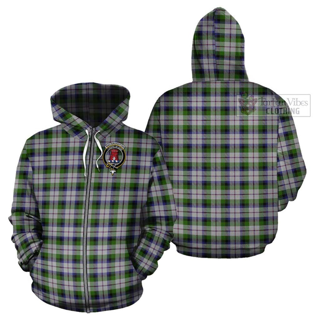 MacNaughton Dress Tartan Cotton Hoodie with Family Crest Zip Hoodie - Tartan Vibes Clothing