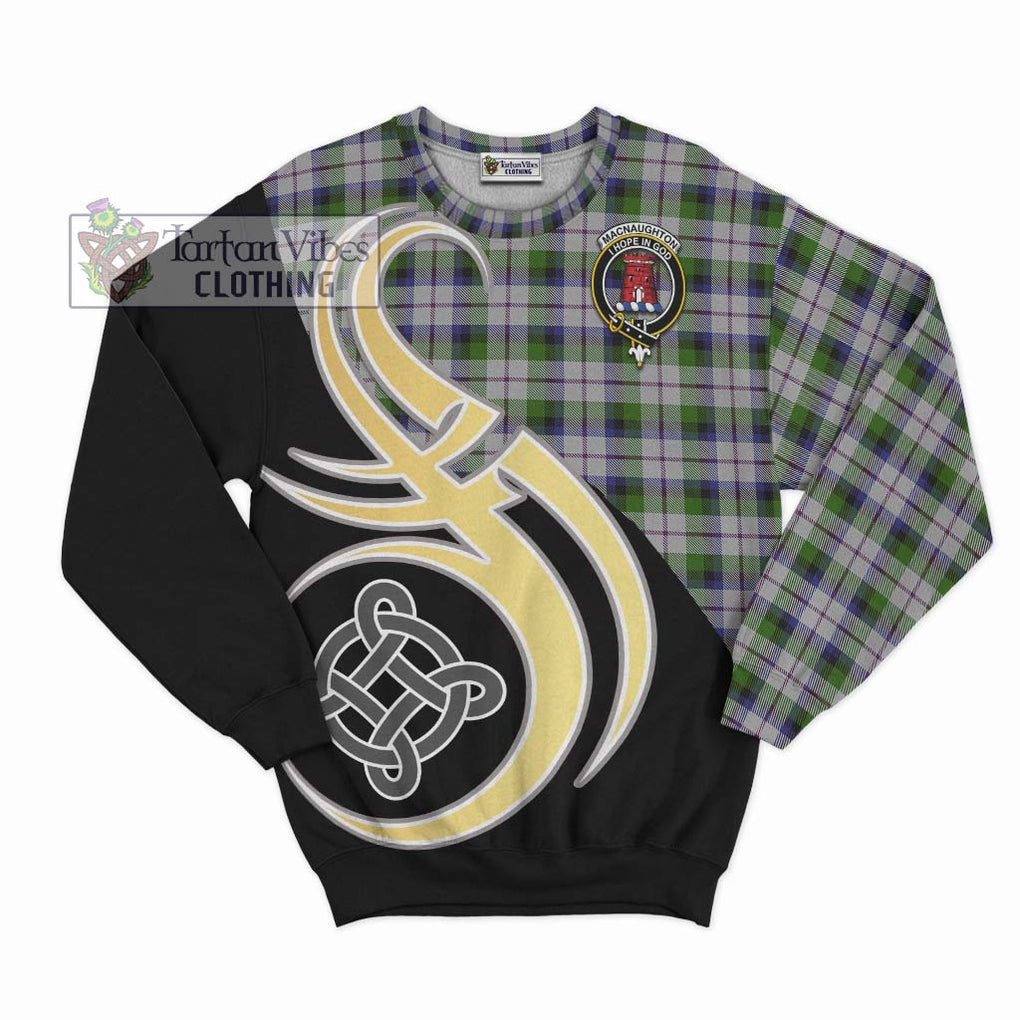 MacNaughton Dress Tartan Sweatshirt with Family Crest and Celtic Symbol Style - Tartan Vibes Clothing