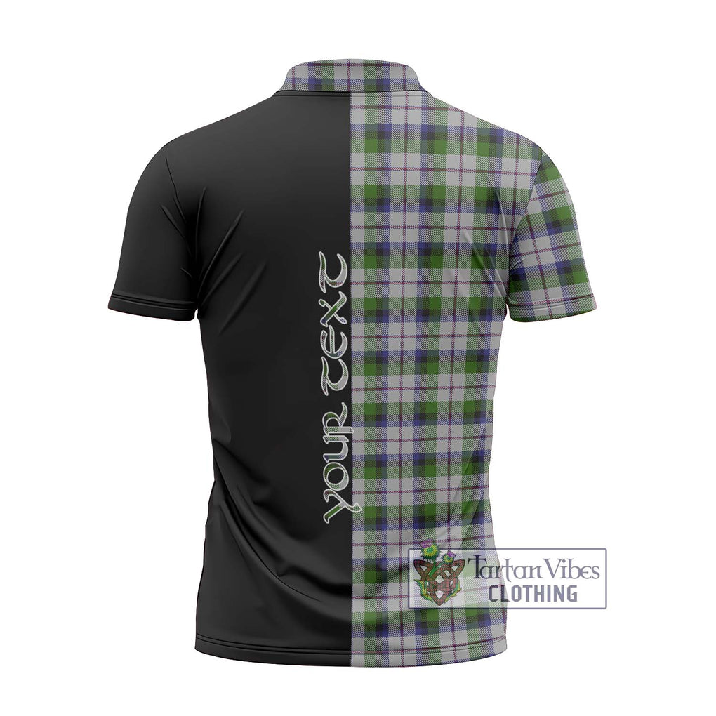 MacNaughton Dress Tartan Zipper Polo Shirt with Family Crest and Half Of Me Style - Tartanvibesclothing Shop